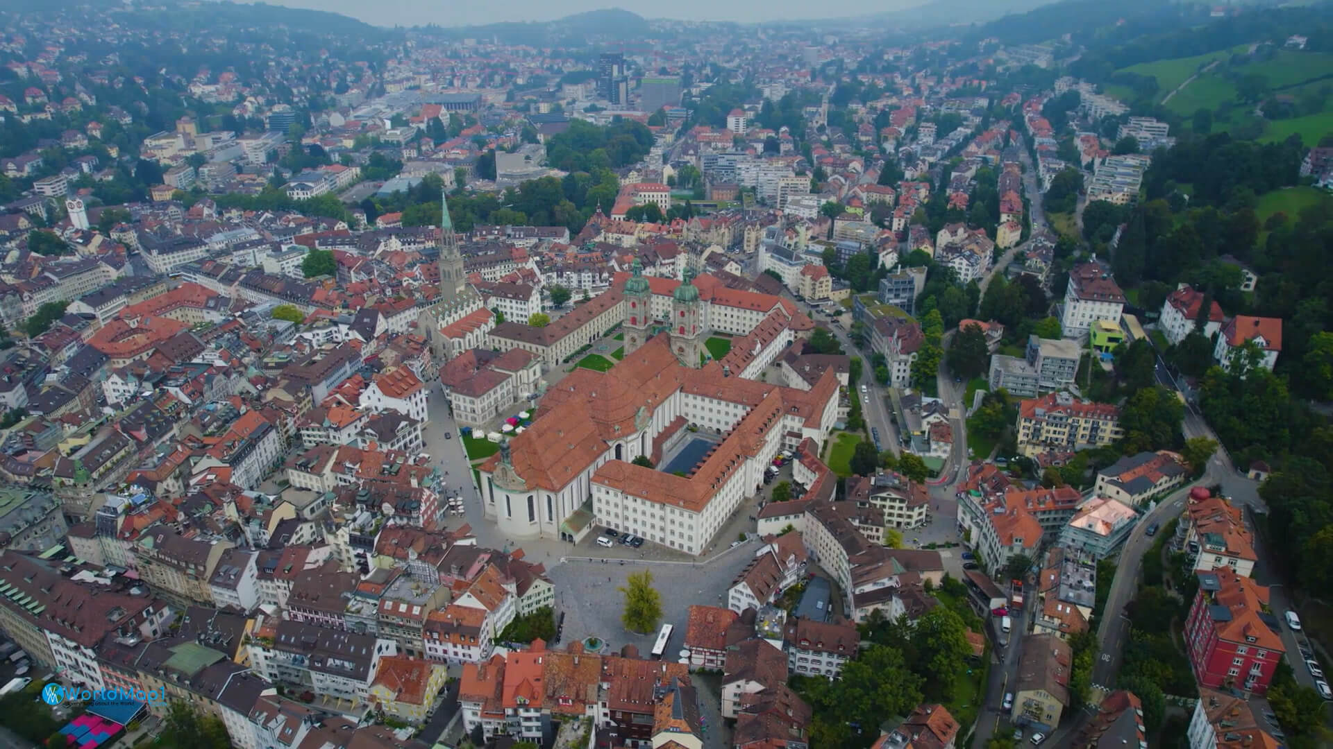 Aerial View of Abbey Cathedral of Saint Gall